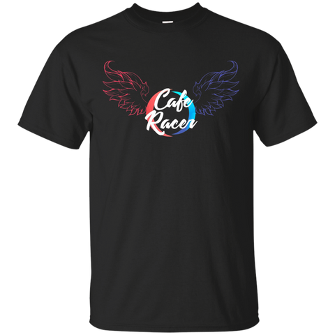 Cafe Racer Typography Red Blue Wing Graphic Tshirt Tee_black