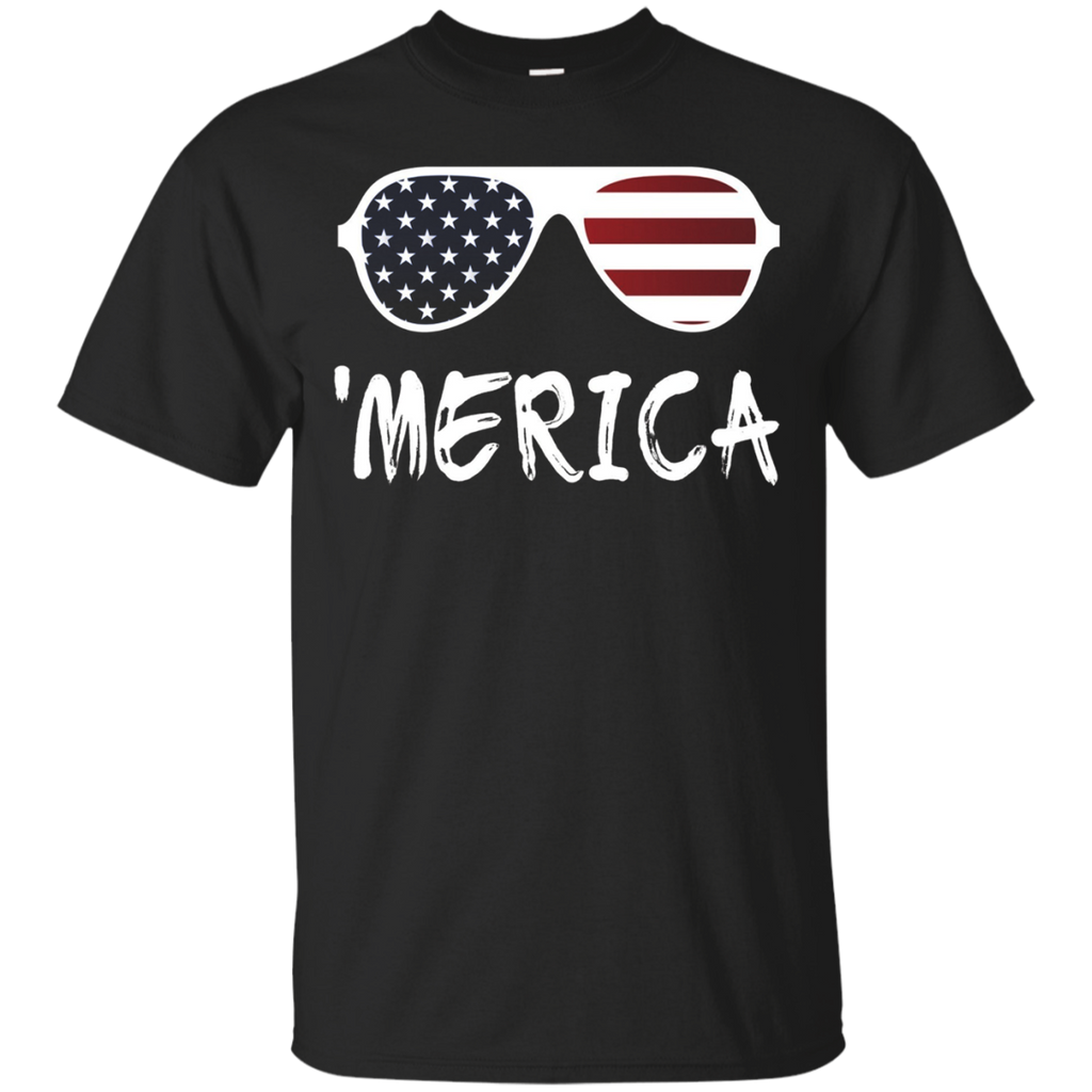 Merica Sunglasses T-Shirt Patriotic Fourth of July Gift_Black