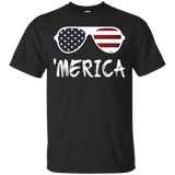 Merica Sunglasses T-Shirt Patriotic Fourth of July Gift_Black