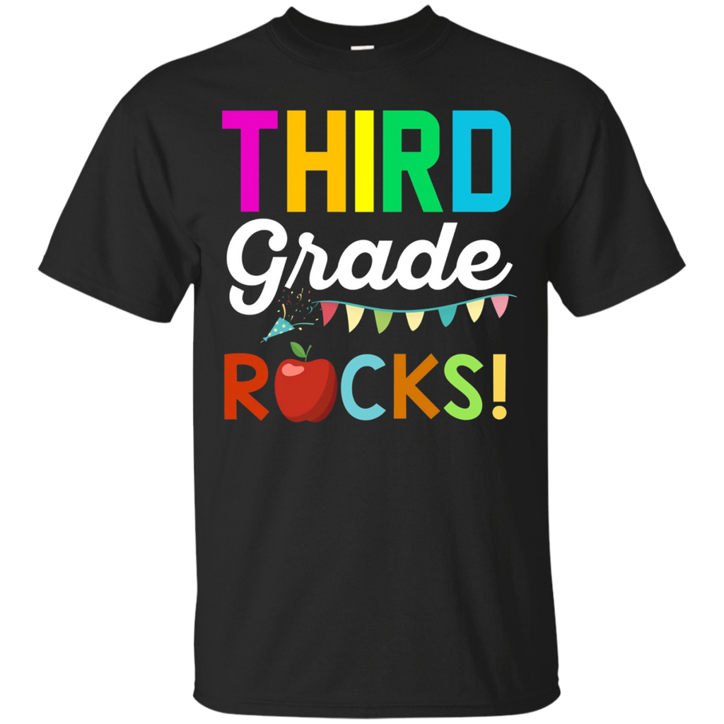 Third Grade Rocks T-Shirt Funny Student and Teacher Team_Black