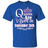 Queens Are Born On September 26th Funny Birthday T-Shirt_Black