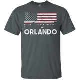 Orlando FL American Flag Skyline Distressed T-Shirt_Black