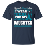 Teal Ribbon For My Daughter. Ovarian Cancer Awareness Shirt_Black