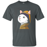 Cat With The Pearl Earring Funny Portrait History Tronie Tee_asphalt
