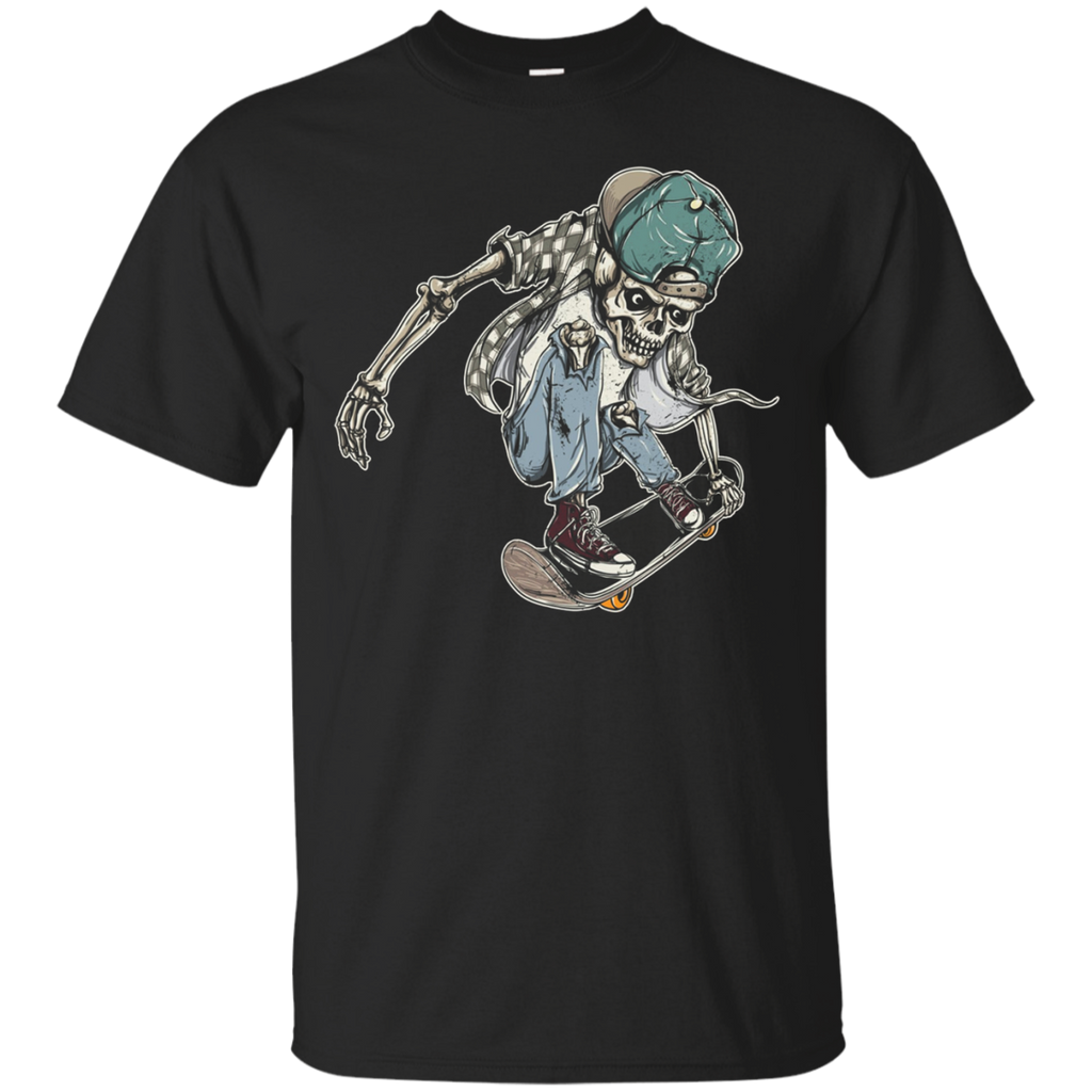 Skeleton Skater Skull Skateboard T-Shirt Tee Shirt_Black