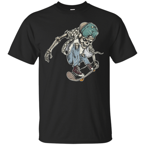 Skeleton Skater Skull Skateboard T-Shirt Tee Shirt_Black