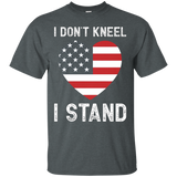 I Don't Kneel - I Stand American Flag Love Heart Tee_black