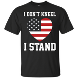 I Don't Kneel - I Stand Love Heart American Flag Tee_black