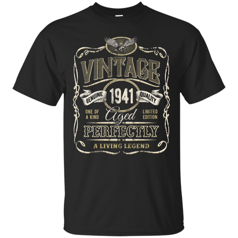 Vintage Premium Made In 1941 T-Shirt 76th Birthday Gift_Black