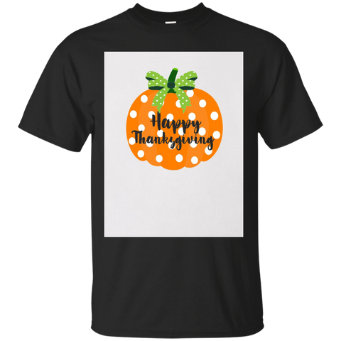 Happy Thanksgiving Preppy T Shirt Polka Dot Pumpkin_white