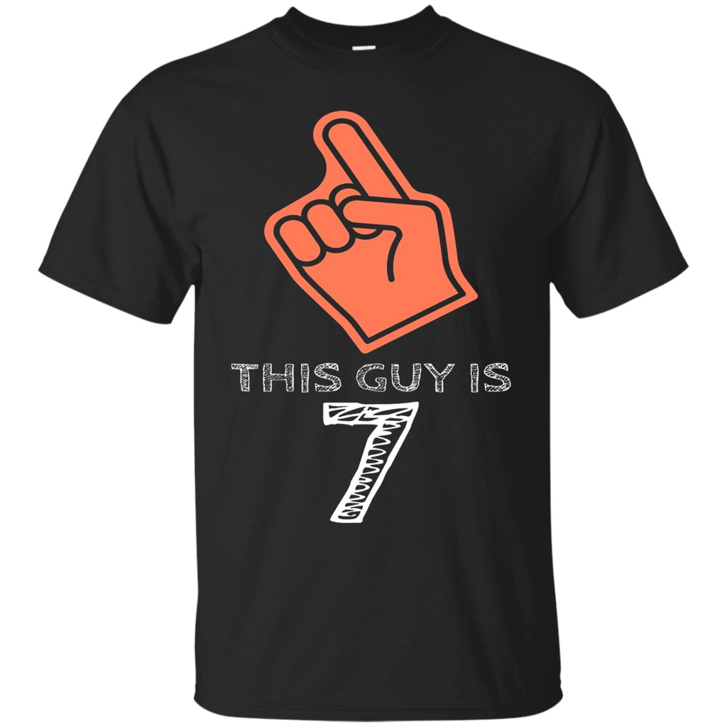 This Guy Is 7 Years Old 7th Birthday Boys Gift Dude T-Shirt_Black