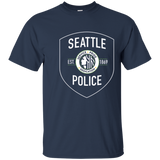 Seattle Police Dept Shield Badge T Shirt Tee_Navy