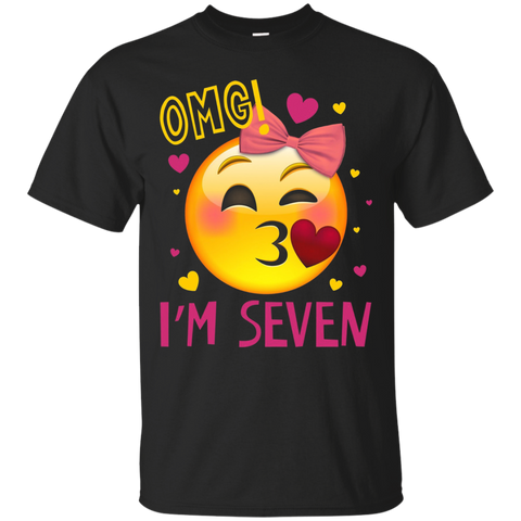 OMG I'm Seven T-shirt 7th Of Birthday Girl Born in 2010_Black