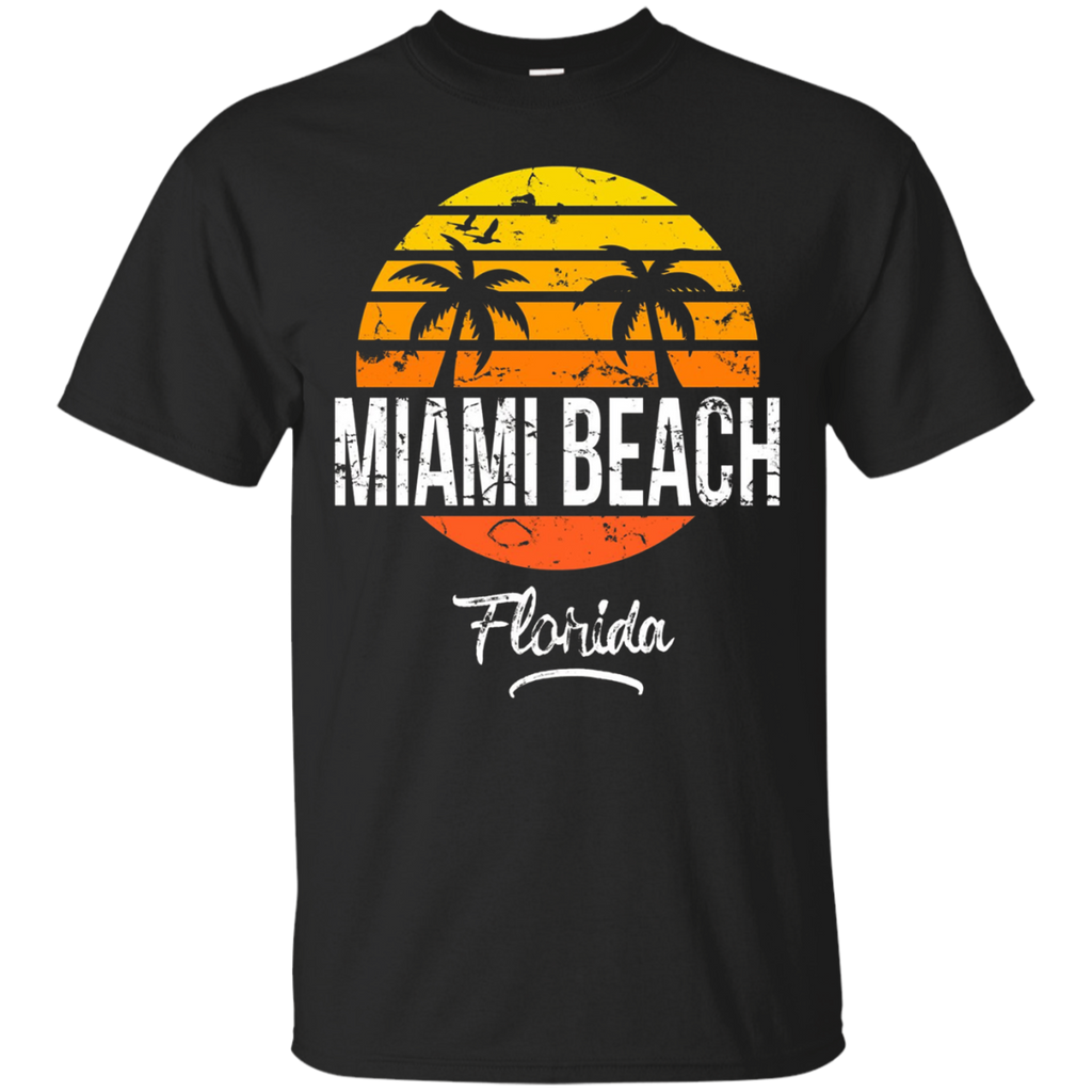 Miami Beach Florida Vintage T Shirt Retro Beach Style_Black