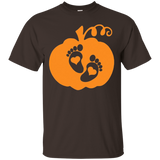 Womens Little Pumpkin Shirt Cute Halloween Pregnancy Announcement_Black