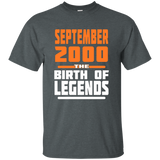 September 2000 17 Years Old Birthday Gift T-Shirt Made in_Black