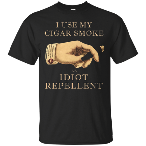 Sarcastic Cigar T Shirt - Idiot Repellent Cigar Shirt_Black