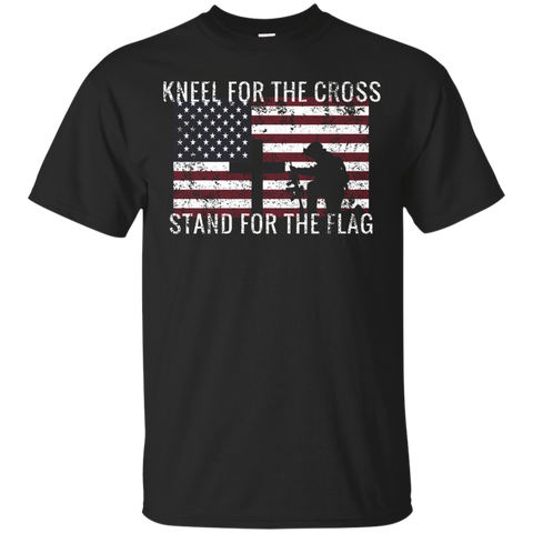 Kneel For The Cross Stand For Flag Respect Veterans T Shirt_black=