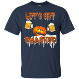 Halloween T-shirt Pumpkin Says Let's Get Smashed Drink Gift_black=