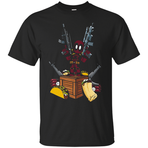 Marvel Deadpool Weapons And Food Graphic T-shirt_black=