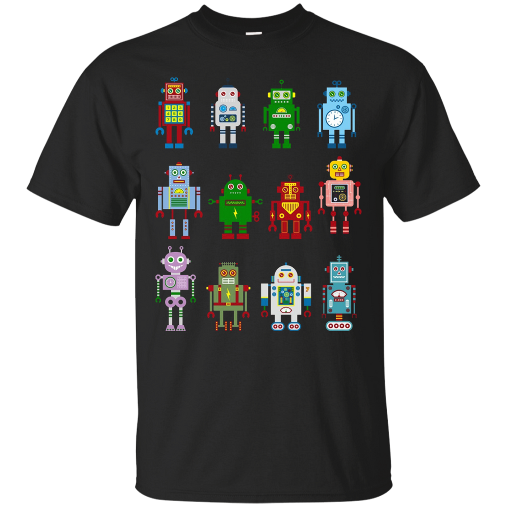 Robot T-Shirt Robotics Retro Team 12 Toy Fun Eng AI Nerd Tee_Black