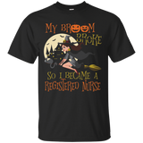 My Broom Broke So I Became Registered Nurse Shirt Halloween_Black