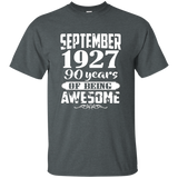 September 1927 - 90th Birthday Gifts Funny Shirt_Black