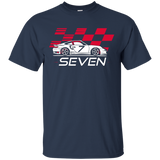 Race Car 7th Birthday T-Shirt Seven Year Old Boy Party_Black