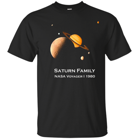 Saturn Family T-shirt Planet & Satellites NASA 1980_Black