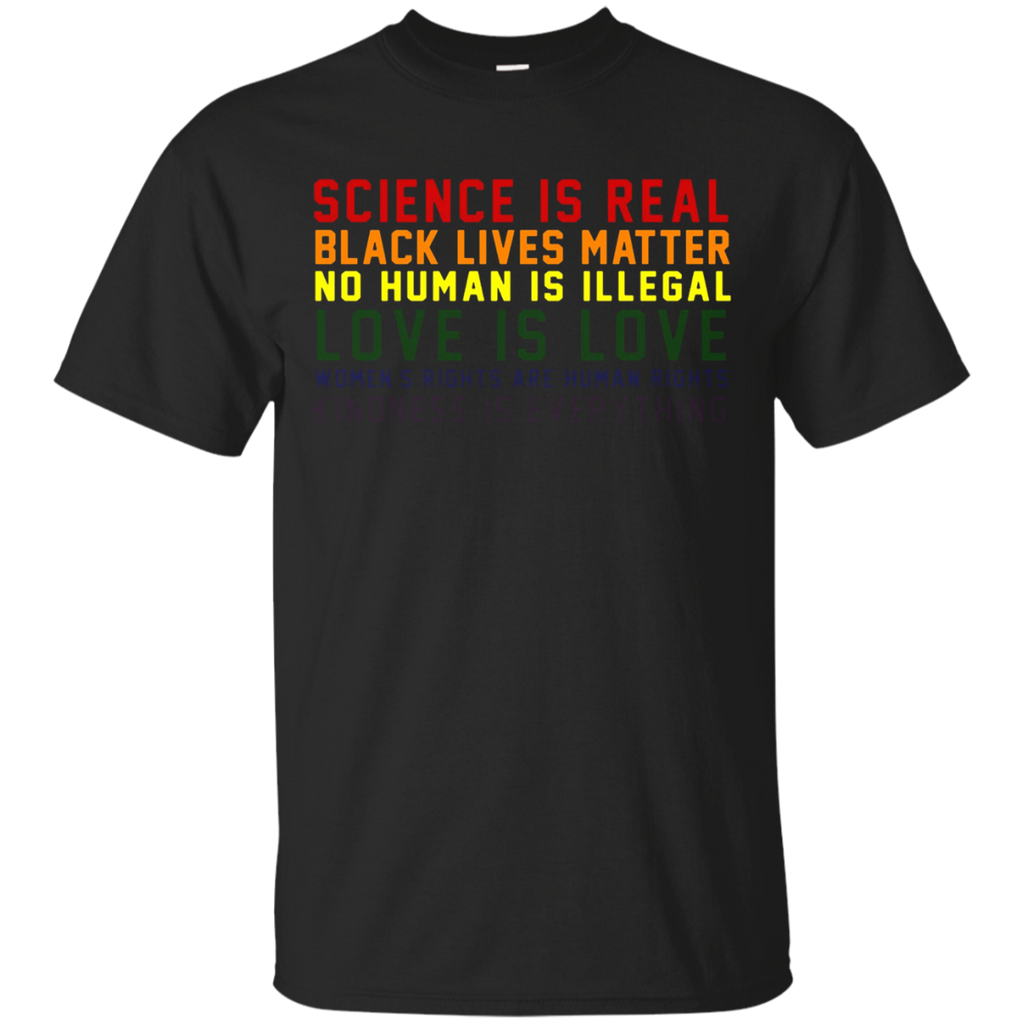 science is real love is love women's happy pride tshirts_Black