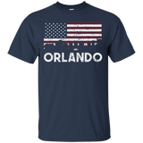 Orlando FL American Flag Skyline Distressed T-Shirt_Black