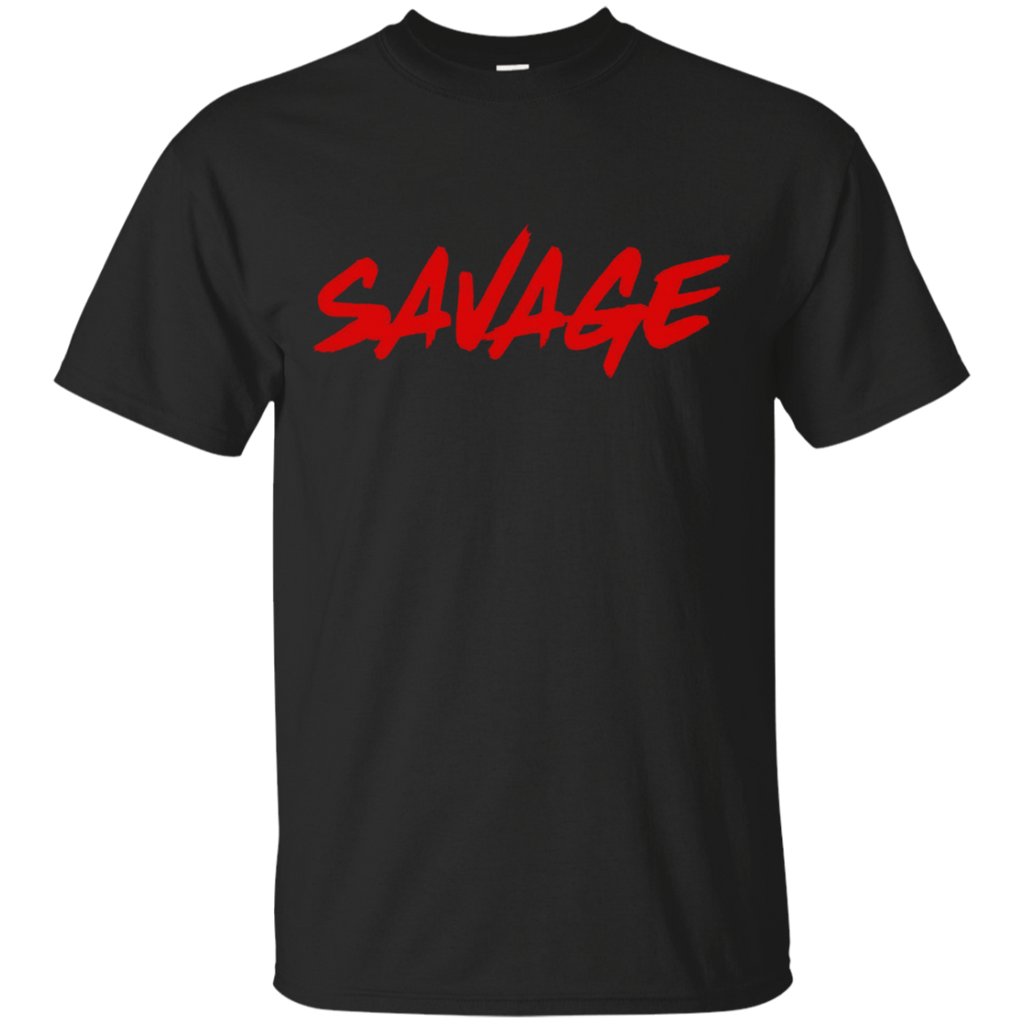 Savage Shirt Red Box Logo Graphic T-shirt Crew Neck Design_Black
