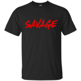Savage Shirt Red Box Logo Graphic T-shirt Crew Neck Design_Black