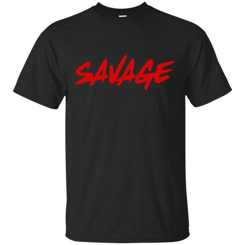 Savage Shirt Red Box Logo Graphic T-shirt Crew Neck Design_Black