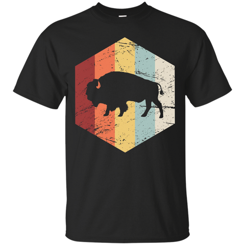 Vintage Retro Bison Buffalo T-Shirt_Black