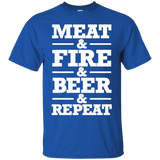 Barbecue Grill Meat Bbq T Shirt Meat & Fire & Beer & Repeat_black=