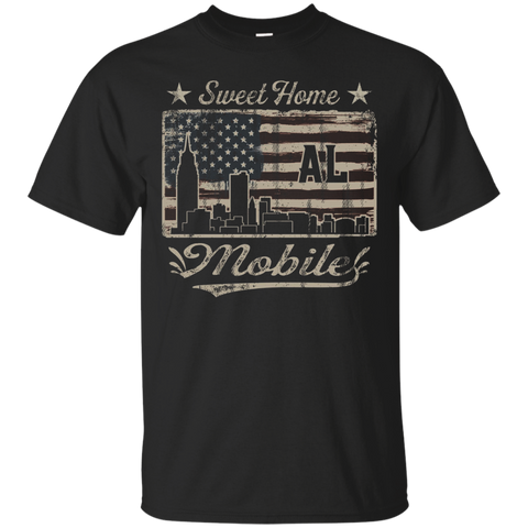 Awesome Mobile Alabama Distressed American Flag T-shirt_black=