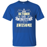 October 1961 Shirt - 56 Years Of Being Awesome T- Shirt_asphalt=