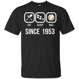 Eat Sleep Baseball Since 1953 T-shirt 64th Birthday Gift Tee_black=