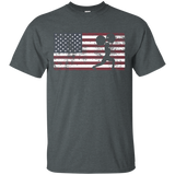 American Flag Weightlifting Training T-shirt Usa Patriotic_black