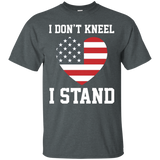 I Don't Kneel - I Stand Love Heart American Flag Tee_black