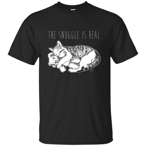 The Snuggle Is Real Punny Cat Graphic Tee_Black