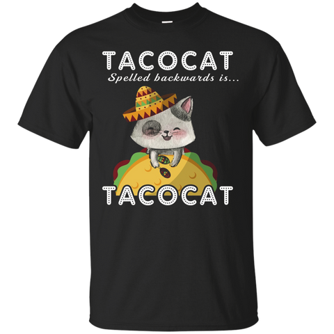 Tacocat Shirt Spelled Backwards Is Tacocat Funny Cat Lover_Black