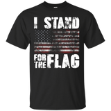 I Stand For The National Anthem T-shirt, Distressed Usa Flag_black