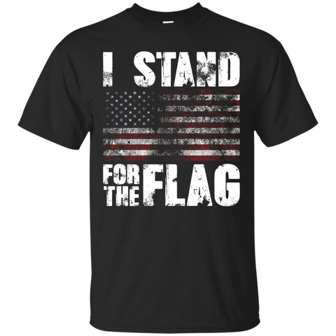 I Stand For The National Anthem T-shirt, Distressed Usa Flag_black