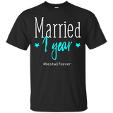 First Wedding Anniversary Gifts For Couples Wife Bride Tee_black=