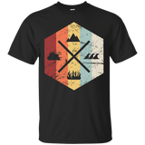 Retro Four Elements (Earth, Water, Fire, Air) T-Shirt_Black