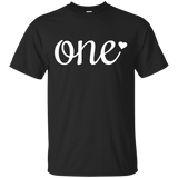 One - 1st Birthday Girls Shirt, White Heart_black=