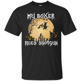 Halloween Costumes Boxer Dog Shirt - My Boxer Rides Shotgun_black=