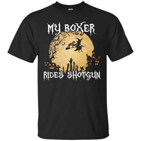 Halloween Costumes Boxer Dog Shirt - My Boxer Rides Shotgun_black=